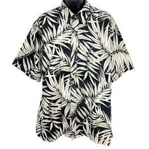 Cooke Street Honolulu XL Extra Large Black Palm Leaf Aloha Hawaiian Casual EUC